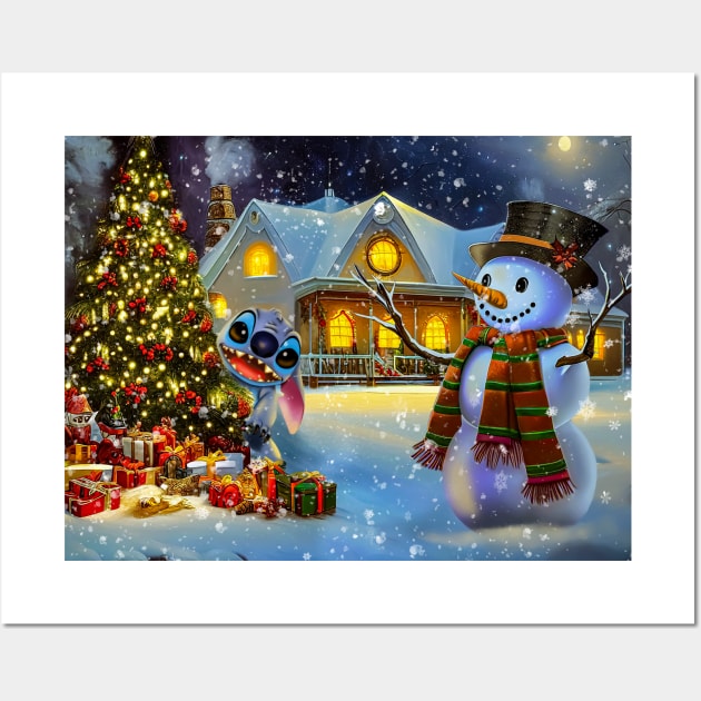 Stitch, Merry Christmas Wall Art by cloudart2868